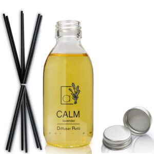 150ml Clear Glass Diffuser Bottle With Aluminium Cap & Black Reeds