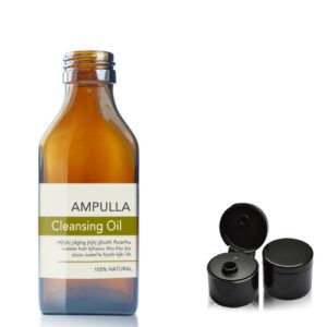 100ml Amber Glass Rectangular Bottle With Flip Top Cap