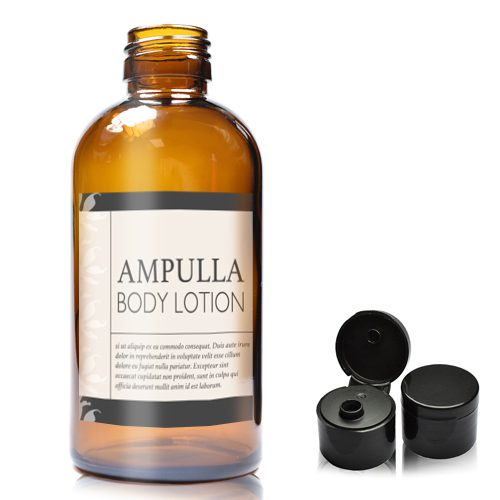 200ml Luxury Amber Glass Cosmetic Bottle With Flip Top Cap