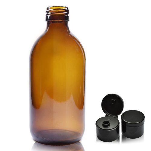 300ml Amber Glass Sirop Bottle With Flip Top Cap - Image 4