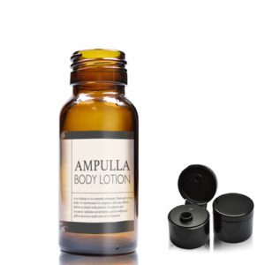 50ml Luxury Amber Glass Cosmetic Bottle With Flip Top Cap