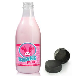 1000ml Recycled Plastic Milkshake Bottle With Tamper Evident Cap
