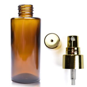 100ml Amber Glass Simplicity Bottle With Gold Atomiser Spray