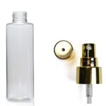 150ml Clear PET/PCR Tubular Bottle With Gold Atomiser Spray