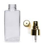 150ml Short Recycled Square Bottle With Gold Atomiser Spray