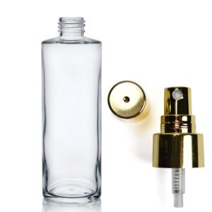 200ml Clear Glass Simplicity Bottle With Gold Atomiser Spray