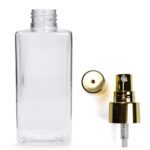 200ml Short Recycled Square Bottle With Gold Atomiser Spray