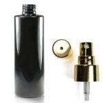 250ml Recycled Black Plastic Bottle With Gold Atomiser Spray