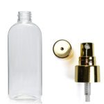200ml Clear PET Flex Oval Bottle With Gold Atomiser Spray