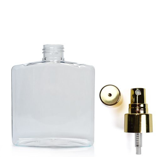 500ml Clear PET Rectangular Bottle With Gold Atomiser Spray
