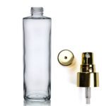 250ml Clear Glass Simplicity Bottle With Gold Atomiser Spray