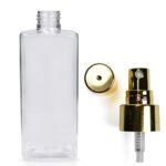 300ml Short Recycled Square Bottle With Gold Atomiser Spray