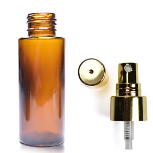 50ml Amber Glass Simplicity Bottle With Gold Atomiser Spray