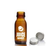 60ml Amber Glass Shot Bottle With Aluminium Cap