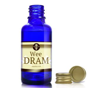 30ml Blue Glass Dram Bottle With Aluminium Cap