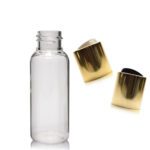 30ml Clear Bottle With Gold Disc Top Cap