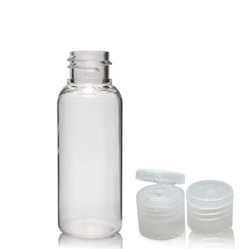 30ml Clear PET Tall Boston Bottle With Flip Top Cap