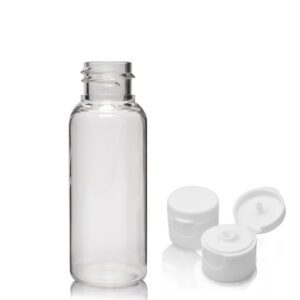 30ml Clear PET Tall Boston Bottle With Flip Top Cap