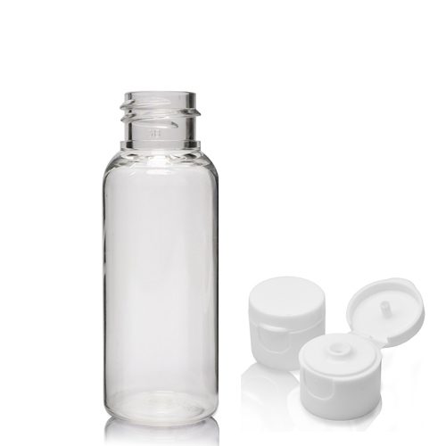 30ml Clear PET Tall Boston Bottle With Flip Top Cap