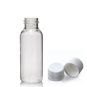 30ml Clear PET Tall Boston Bottle With Screw Cap