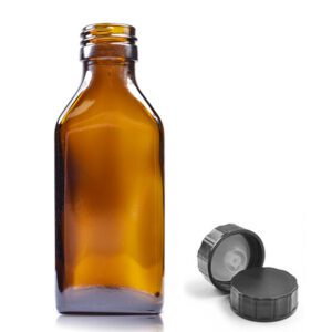 100ml Amber Glass Rectangular Bottle With Urea Polycone Cap