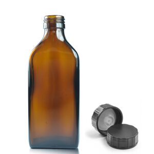 200ml Amber Glass Rectangular Bottle With PP Polycone Cap