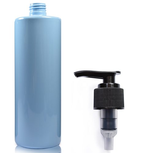 500ml Light Blue Plastic Bottle With Lotion Pump - Image 5