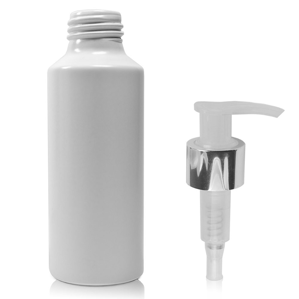 100ml Matte White Aluminium Metal Bottle With Premium Lotion Pump - Image 3