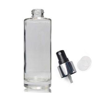 150ml Clear Glass Cylindrical Bottle With Silver Atomiser Spray