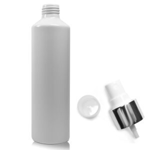 250ml Matte White Aluminium Bottle With Silver Atomiser Spray