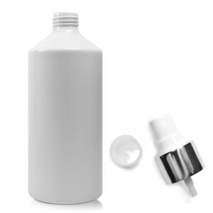 400ml Matte White Aluminium Bottle With Silver Atomiser Spray