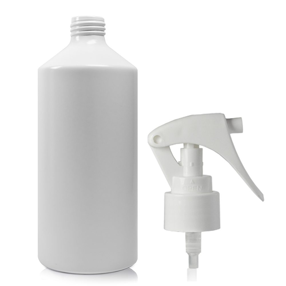 400ml Matte White Aluminium Bottle With Mini Trigger Spray