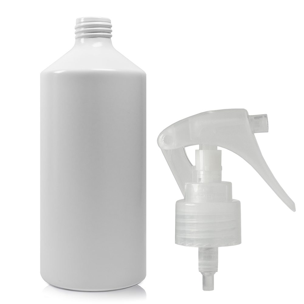 400ml Matte White Aluminium Bottle With Mini Trigger Spray