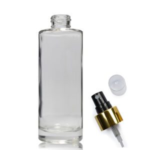 150ml Clear Glass Cylindrical Bottle With Gold Atomiser Spray