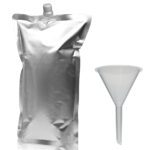 1000ml Matt Silver Centre Spout Pouch With Grey Cap & Funnel