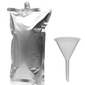 1000ml Matt Silver Centre Spout Pouch With Grey Cap & Funnel