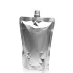 250ml Matt Silver Centre Spout Pouch With Grey Cap