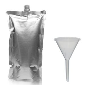 750ml Matt Silver Centre Spout Pouch With Grey Cap & Funnel
