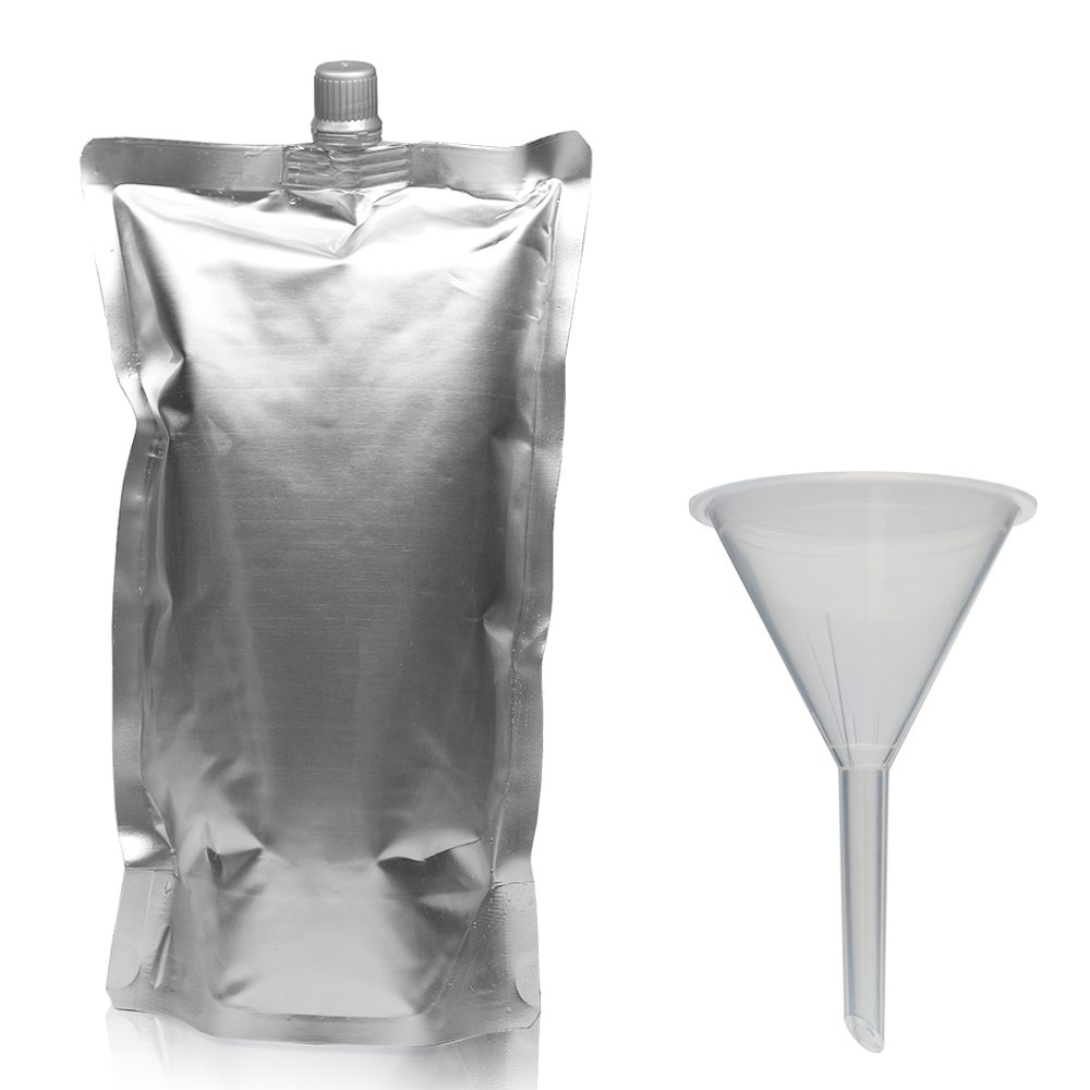 750ml Matt Silver Centre Spout Pouch With Grey Cap & Funnel